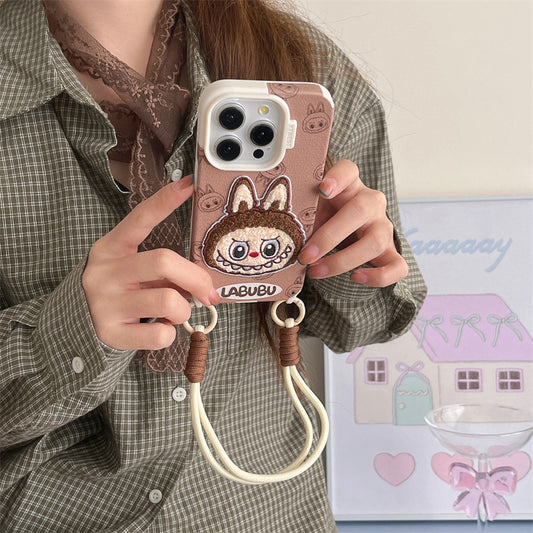 Cute Embroidered Elf Phone Case with Hanging Rope for iPhone