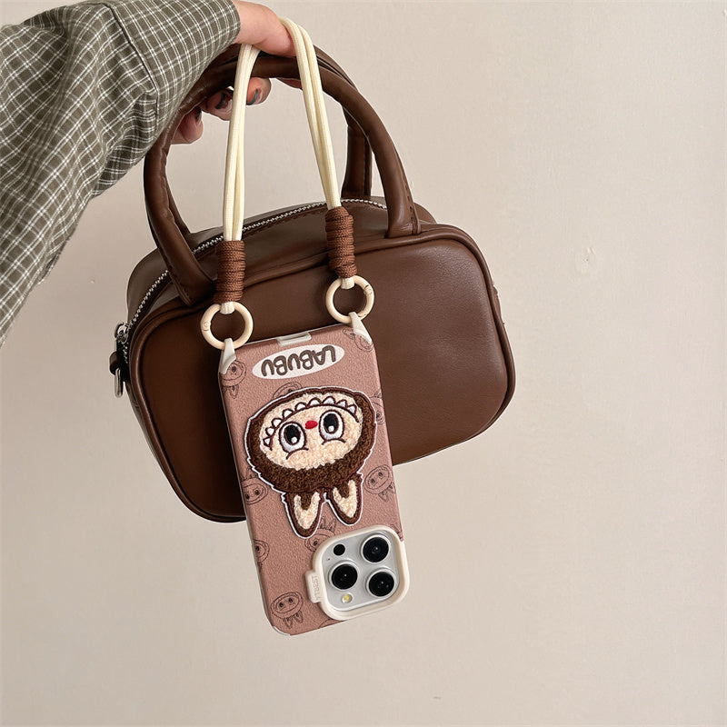 Cute Embroidered Elf Phone Case with Hanging Rope for iPhone