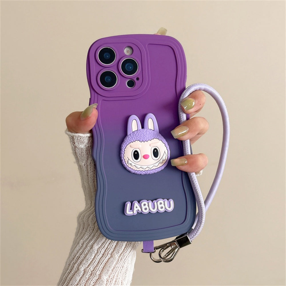 Labubu Cute Soft Wavy Gradient iPhone Case β with Wrist Strap