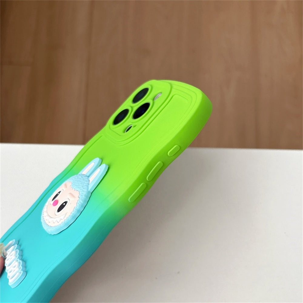 Labubu Cute Soft Wavy Gradient iPhone Case β with Wrist Strap