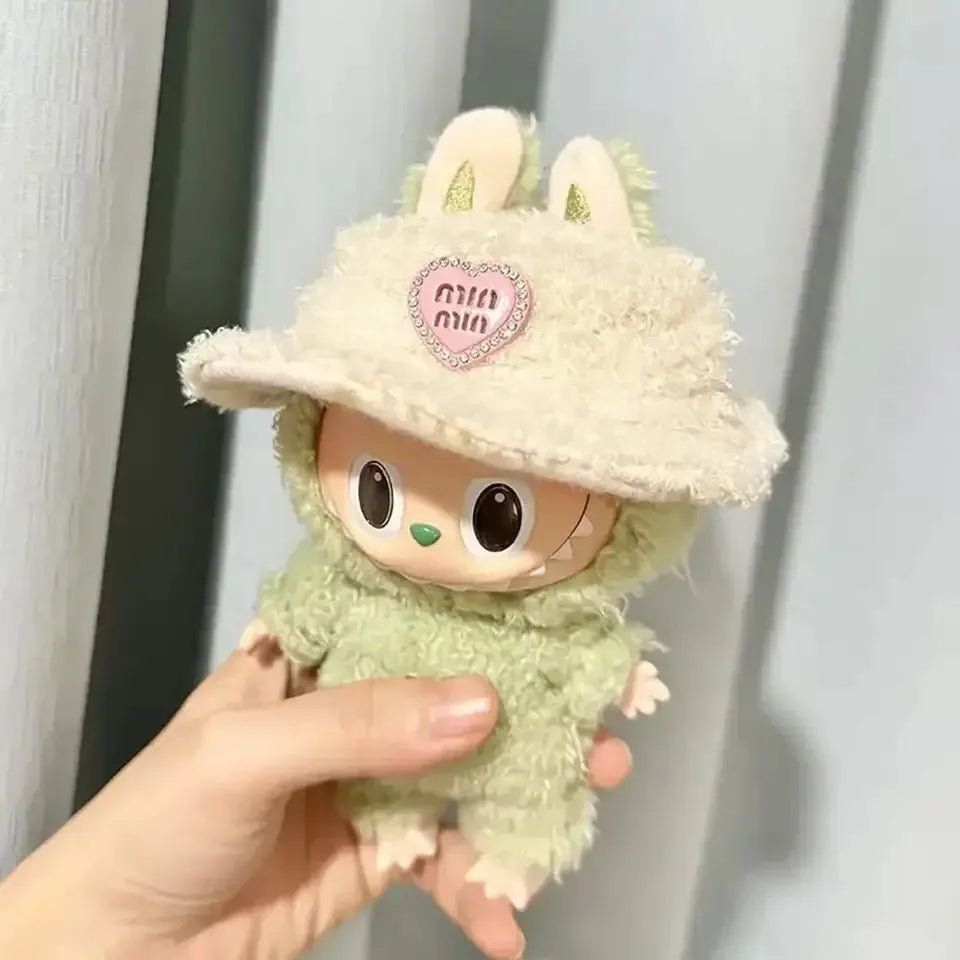 🧸 Sweater Rayé Rose & Blanc pour Poupée Labubu 17 cm
