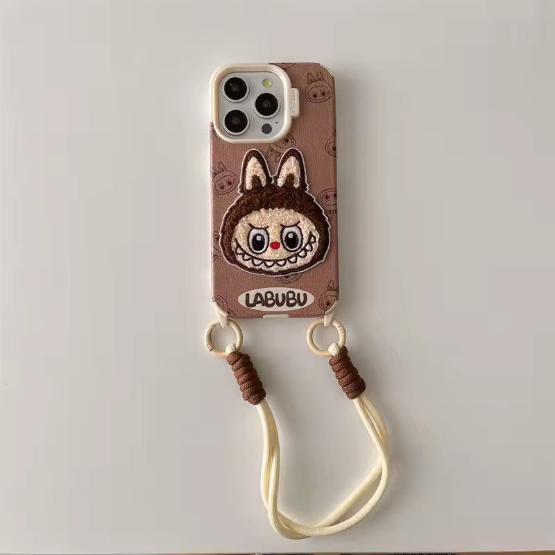 Cute Embroidered Elf Phone Case with Hanging Rope for iPhone