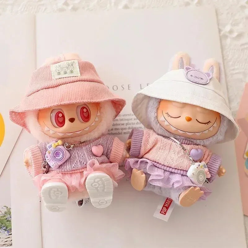 🎀 Vêtements Mini Poupée Labubu – Ensemble Rose Douillet avec Jupe en Laine