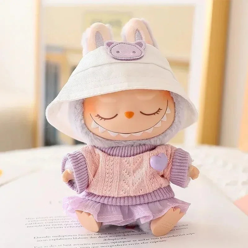 🎀 Vêtements Mini Poupée Labubu – Ensemble Rose Douillet avec Jupe en Laine
