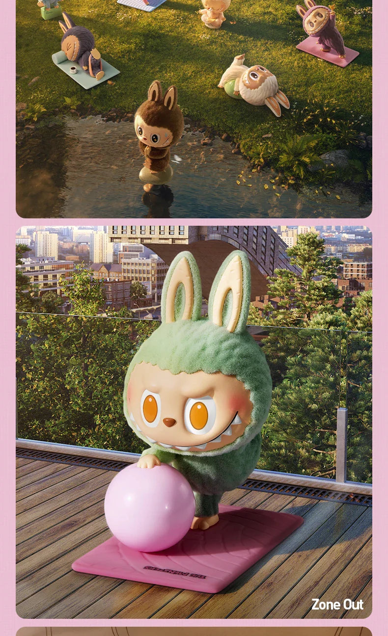 🌿 Figurine Kawaii LABUBU – Série Lazy Yoga