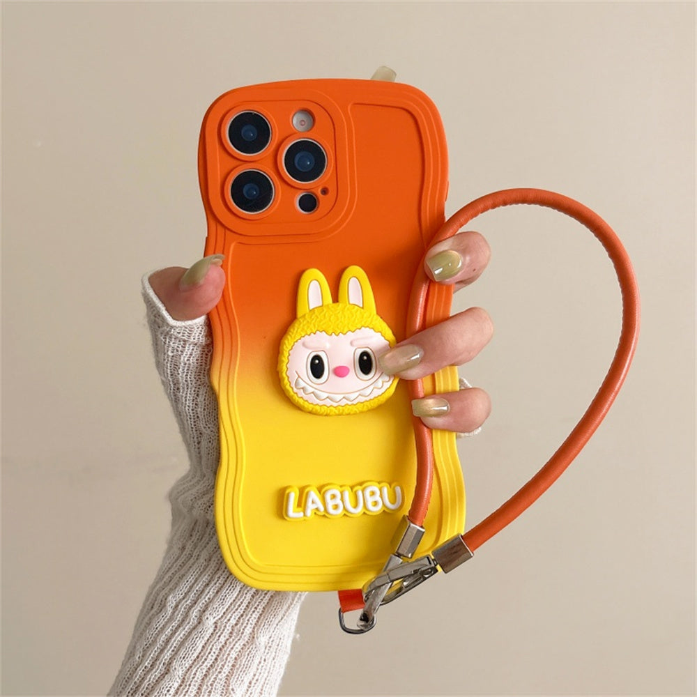 Labubu Cute Soft Wavy Gradient iPhone Case β with Wrist Strap