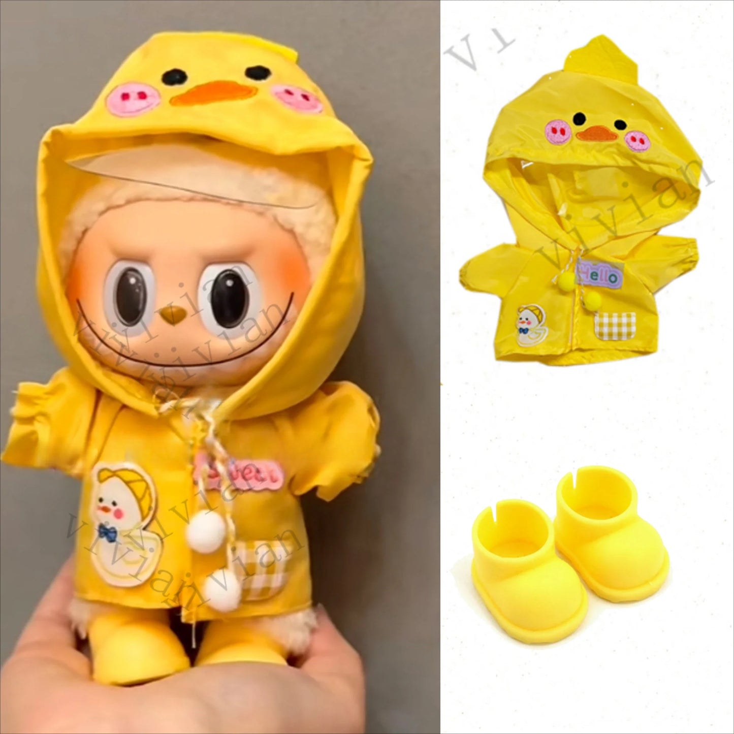 ☔ Ensemble Accessoires de Pluie Mini Doll'S – Pour Poupées Labubu 15-17 cm