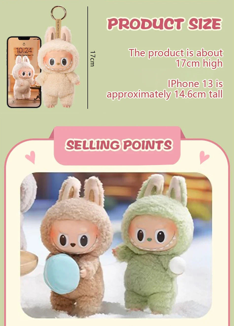 🧸 Figurine Labubu Enamel 17 cm – Monstre Kawaii & Déco Pop