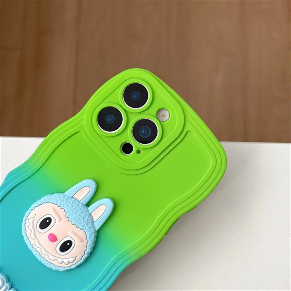Labubu Cute Soft Wavy Gradient iPhone Case β with Wrist Strap