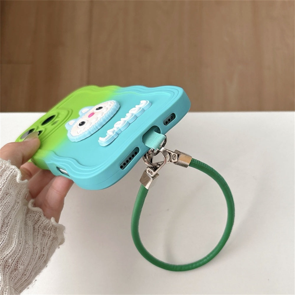Labubu Cute Soft Wavy Gradient iPhone Case β with Wrist Strap