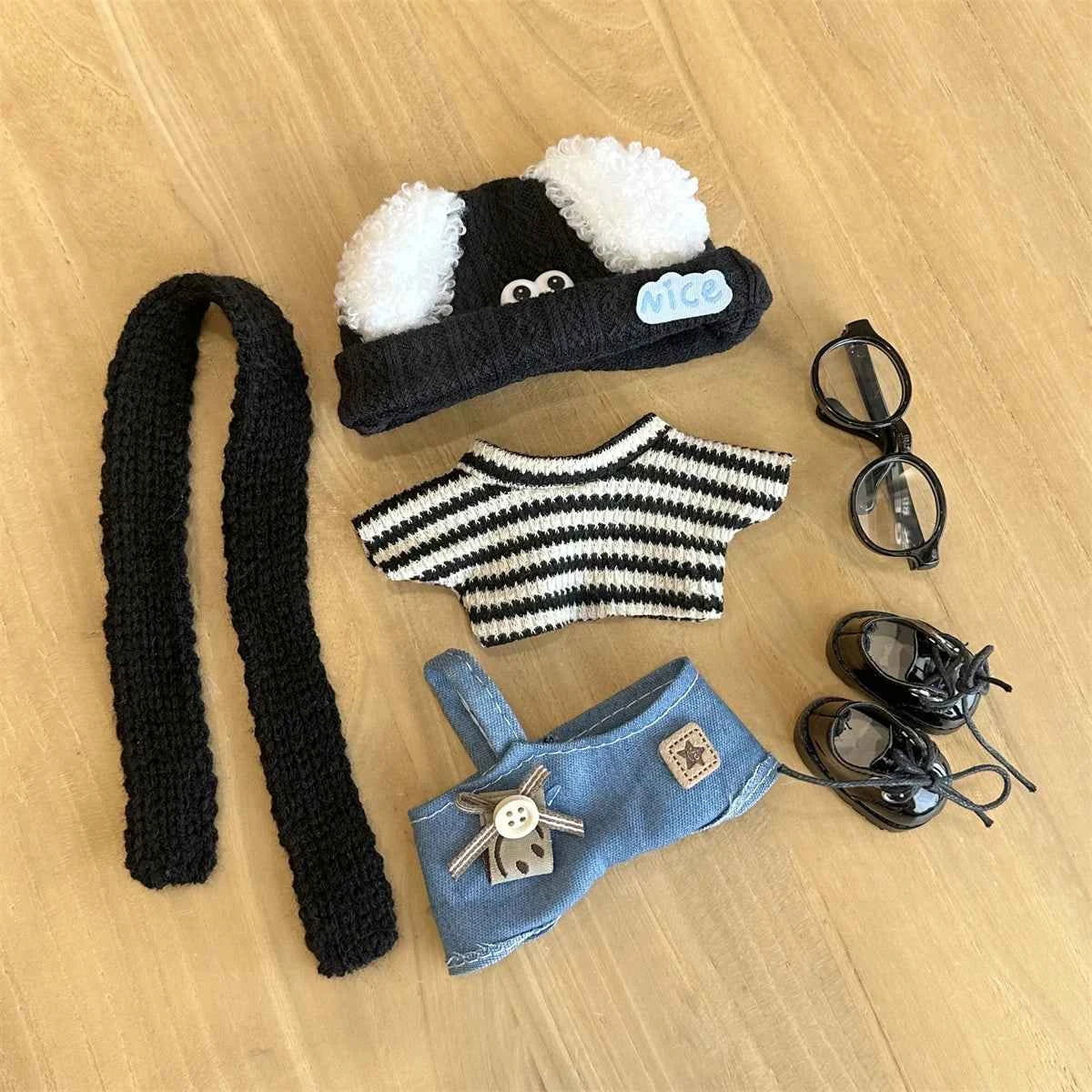 ✨ Ensemble de Vêtements en Peluche Miniature 17 cm LABUBU - Style Kpop