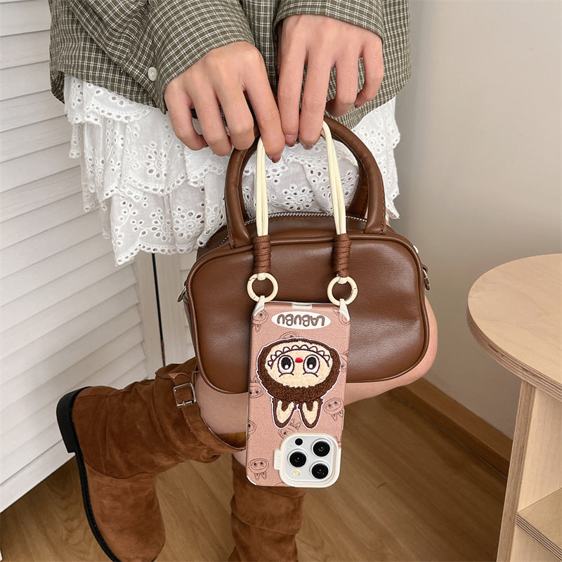 Cute Embroidered Elf Phone Case with Hanging Rope for iPhone