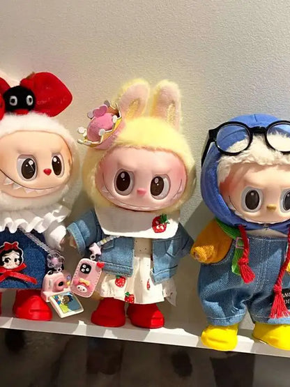 👖💙 Overalls en Denim pour Poupée Labubu – 17 cm de Style et d’Aventure !