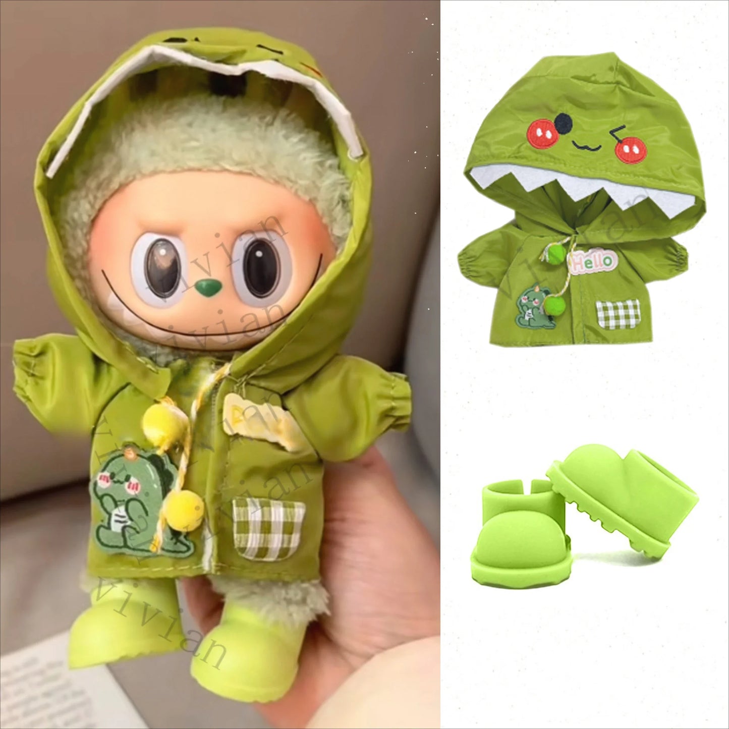 ☔ Ensemble Accessoires de Pluie Mini Doll'S – Pour Poupées Labubu 15-17 cm