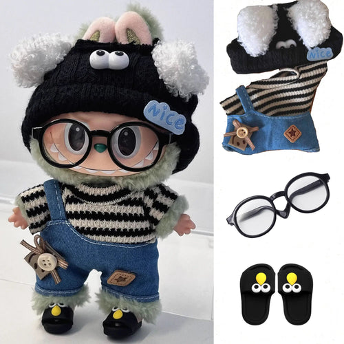 👕 Pull Rayé pour Poupée Labubu 17 cm – Inspiré par la Mode K-Pop EXO