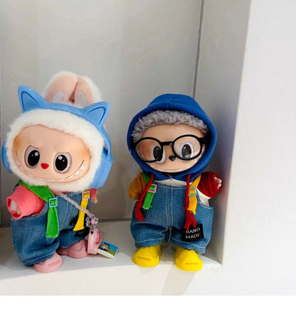 👖💙 Overalls en Denim pour Poupée Labubu – 17 cm de Style et d’Aventure !