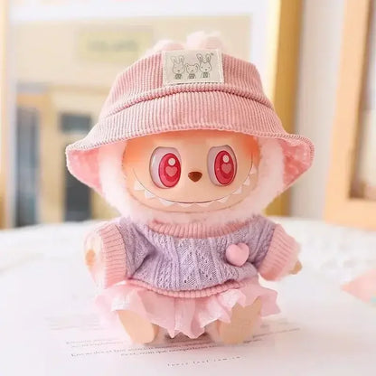 🎀 Vêtements Mini Poupée Labubu – Ensemble Rose Douillet avec Jupe en Laine