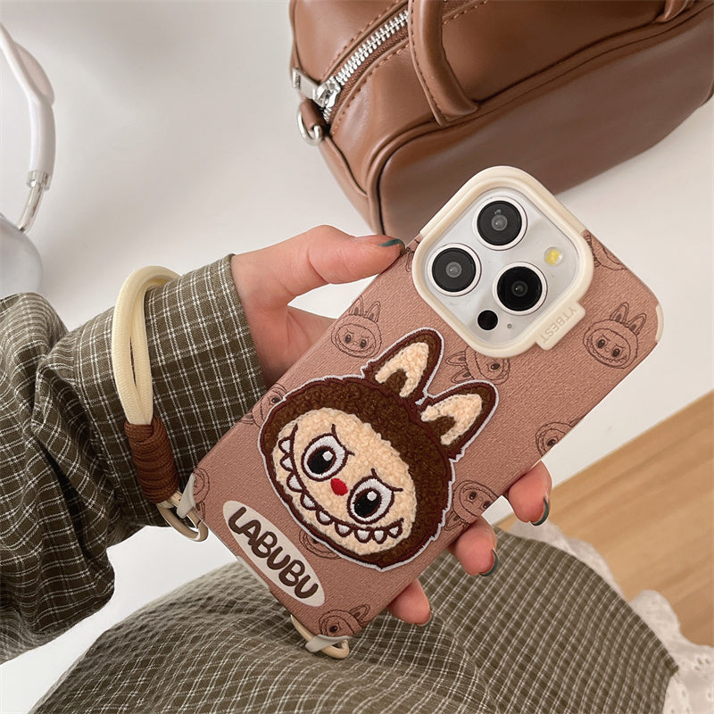 Cute Embroidered Elf Phone Case with Hanging Rope for iPhone